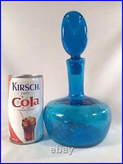Vintage Blue Blenko Glass 6944 Decanter LOLLIPOP STOPPER Joel Myers MCM 9.5