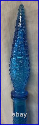 Vintage Blue Empoli Bubble Hobnail Glass Genie Decanter Bottle withStopper 22
