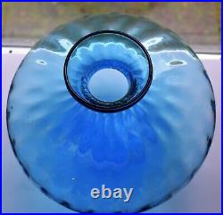 Vintage Blue Glass Decanter Bottle Empoli Optic Large with Stopper