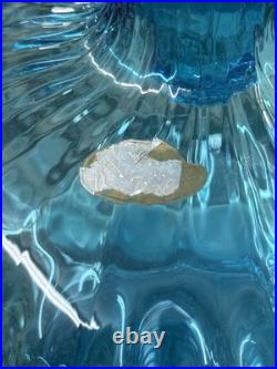 Vintage Blue Glass Decanter Empoli Geni Large with Stopper has sticker