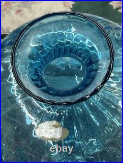 Vintage Blue Glass Decanter Empoli Geni Large with Stopper has sticker
