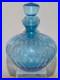 Vintage-Blue-Glass-Decanter-Empoli-Geni-Optic-with-Topper-112-oz-Very-Nice-01-zw