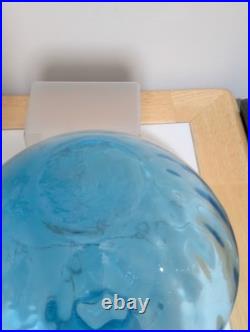 Vintage Blue Glass Decanter Empoli Geni Optic with Topper 112 oz Very Nice