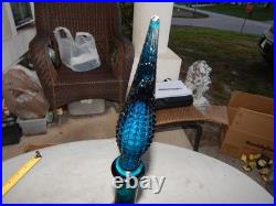 Vintage Blue Glass Genie Bottle Wine Bottle Decanter Italy Estate Find
