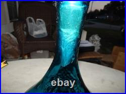 Vintage Blue Glass Genie Bottle Wine Bottle Decanter Italy Estate Find