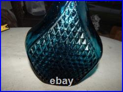Vintage Blue Glass Genie Bottle Wine Bottle Decanter Italy Estate Find