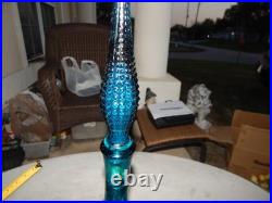 Vintage Blue Glass Genie Bottle Wine Bottle Decanter Italy Estate Find