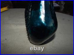 Vintage Blue Glass Genie Bottle Wine Bottle Decanter Italy Estate Find
