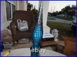 Vintage Blue Glass Genie Bottle Wine Bottle Decanter Italy Estate Find
