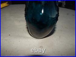 Vintage Blue Glass Genie Bottle Wine Bottle Decanter Italy Estate Find