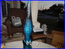 Vintage Blue Glass Genie Bottle Wine Bottle Decanter Italy Estate Find