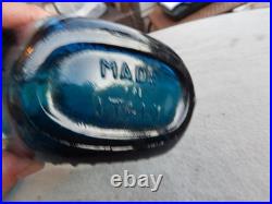 Vintage Blue Glass Genie Bottle Wine Bottle Decanter Italy Estate Find