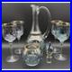 Vintage-Blue-Iridescent-Etched-Floral-Glass-Decanter-Set-Gold-Rim-7-Piece-01-xivn