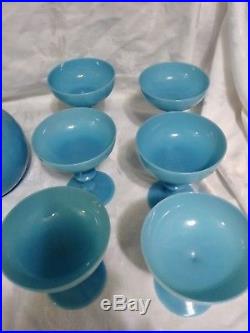 Vintage Blue Opal Vertieux Vallerysthal Decanter & 12 Sherberts
