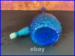 Vintage Blue Turquoise Bubble Genie Decanter Bottle Italy Empoli 22