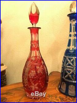 Vintage Bohemia Bohemian Czech Crystal Glass Bottle Decanters