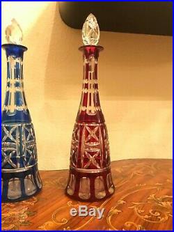Vintage Bohemia Bohemian Czech Crystal Glass Bottle Decanters