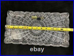 Vintage Bohemia Crystal Cut Glass QUEEN LACE Pattern 13 1/2 Tray with Labels