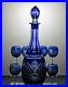 Vintage-Bohemia-Crystal-Cut-To-Clear-Cobalt-Blue-Decanter-With-6-Sherry-Glasses-01-hc