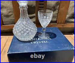 Vintage Bohemia Crystal Czech Republic Liquor Decanter & 6 Glass Set