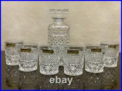 Vintage Bohemia Crystal Whiskey Decanter With 6 Glasses