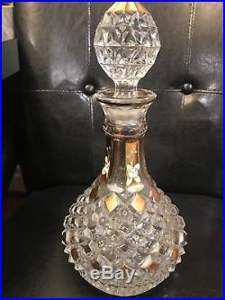 Vintage Bohemia Crystal Wine Set Decanter 5 Glasses Czech Gold Trim Enamel