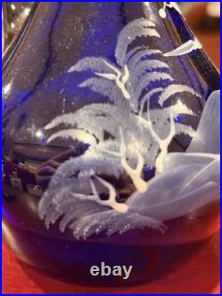 Vintage Bohemia Glass Cobalt Mary Gregory Cruet Oil Bottle Decanter Stopper 6.5