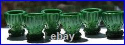 Vintage Bohemia Green Malachite Art Glass Decanter Bottle, Shot Cordial/Glasses