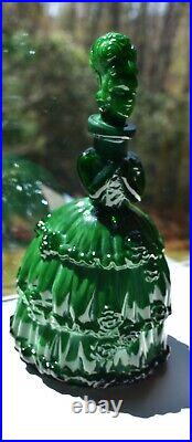 Vintage Bohemia Green Malachite Art Glass Decanter Bottle, Shot Cordial/Glasses