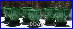 Vintage Bohemia Green Malachite Art Glass Decanter Bottle, Shot Cordial/Glasses