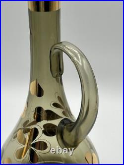 Vintage Bohemian 1950's Ludwig Moser & Sons Glass Decanter and Wine Glass Set