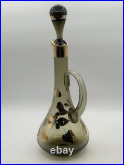 Vintage Bohemian 1950's Ludwig Moser & Sons Glass Decanter and Wine Glass Set