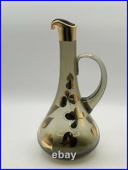 Vintage Bohemian 1950's Ludwig Moser & Sons Glass Decanter and Wine Glass Set