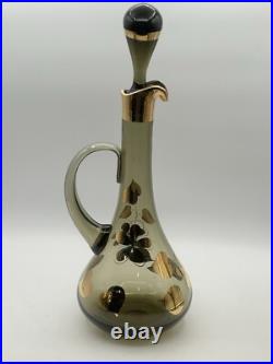 Vintage Bohemian 1950's Ludwig Moser & Sons Glass Decanter and Wine Glass Set