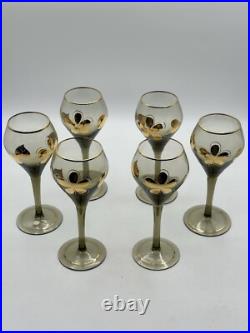 Vintage Bohemian 1950's Ludwig Moser & Sons Glass Decanter and Wine Glass Set