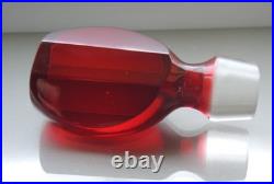 Vintage Bohemian Art Deco Ruby Glass Decanter Set 5 Shot Glasses, 1920s-1940