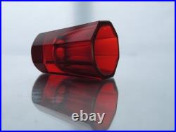Vintage Bohemian Art Deco Ruby Glass Decanter Set 5 Shot Glasses, 1920s-1940