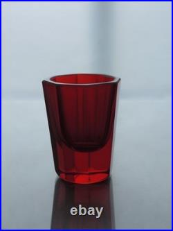 Vintage Bohemian Art Deco Ruby Glass Decanter Set 5 Shot Glasses, 1920s-1940