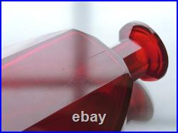 Vintage Bohemian Art Deco Ruby Glass Decanter Set 5 Shot Glasses, 1920s-1940