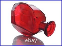 Vintage Bohemian Art Deco Ruby Glass Decanter Set 5 Shot Glasses, 1920s-1940