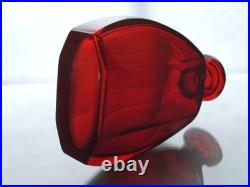 Vintage Bohemian Art Deco Ruby Glass Decanter Set 5 Shot Glasses, 1920s-1940