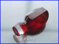 Vintage Bohemian Art Deco Ruby Glass Decanter Set 5 Shot Glasses, 1920s-1940