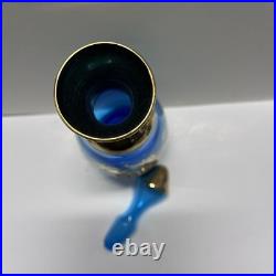 Vintage Bohemian Blue Glass WithGold Accents Decanter Set With6 Glasses Hand Painted