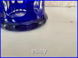 Vintage Bohemian Cobalt Blue Cut Crystal Decanter Carafe 15.5 Tall 1920-30