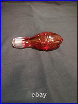 Vintage Bohemian Cranberry to Clear Cut Glass Decanter with Stopper