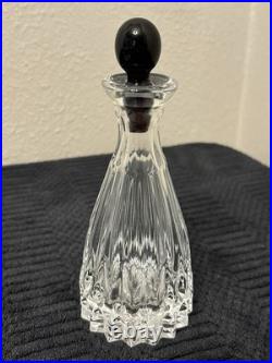 Vintage Bohemian Crystal Cut Glass DecantersBlack StoppersSet Of 3