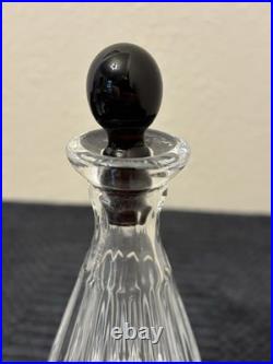 Vintage Bohemian Crystal Cut Glass DecantersBlack StoppersSet Of 3
