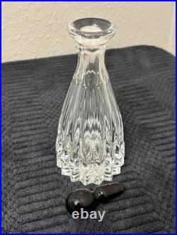 Vintage Bohemian Crystal Cut Glass DecantersBlack StoppersSet Of 3