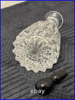 Vintage Bohemian Crystal Cut Glass DecantersBlack StoppersSet Of 3