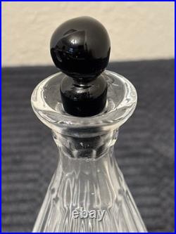 Vintage Bohemian Crystal Cut Glass DecantersBlack StoppersSet Of 3